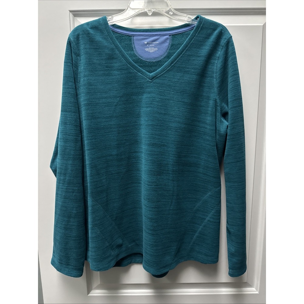 Transformative Teal Tek Gear Sweatshirt Women's 1X Long Sleeve Pullover V-Neck
